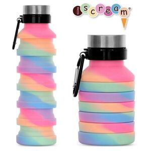 iScream Happy Stripe Tie Dye Collapsible Travel Water Bottle BPA Free‎ 18oz